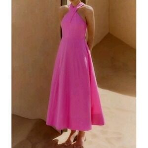 ME+EM LINEN BLEND Pink  CROSSOVER MAXI DRESS Size 6